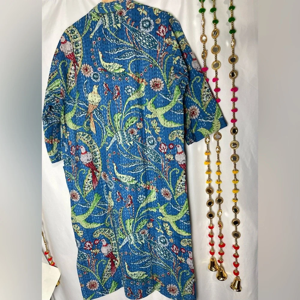 Kantha Robe Jacket Floral Kantha Robe Exotic Bird Lover Warm Gift